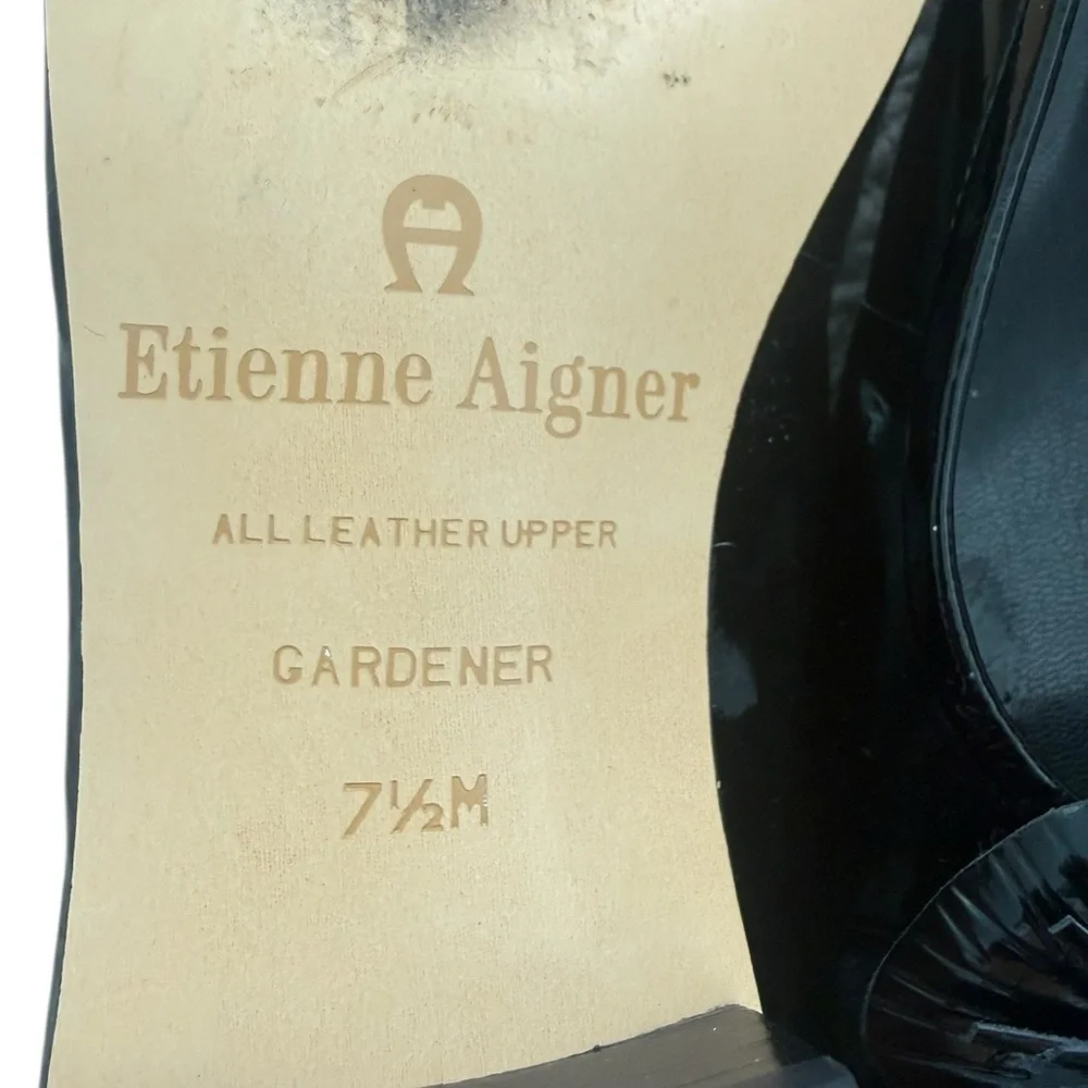 Etienne Aigner Gardener Black Flats with Floral Detail Size 7.5”